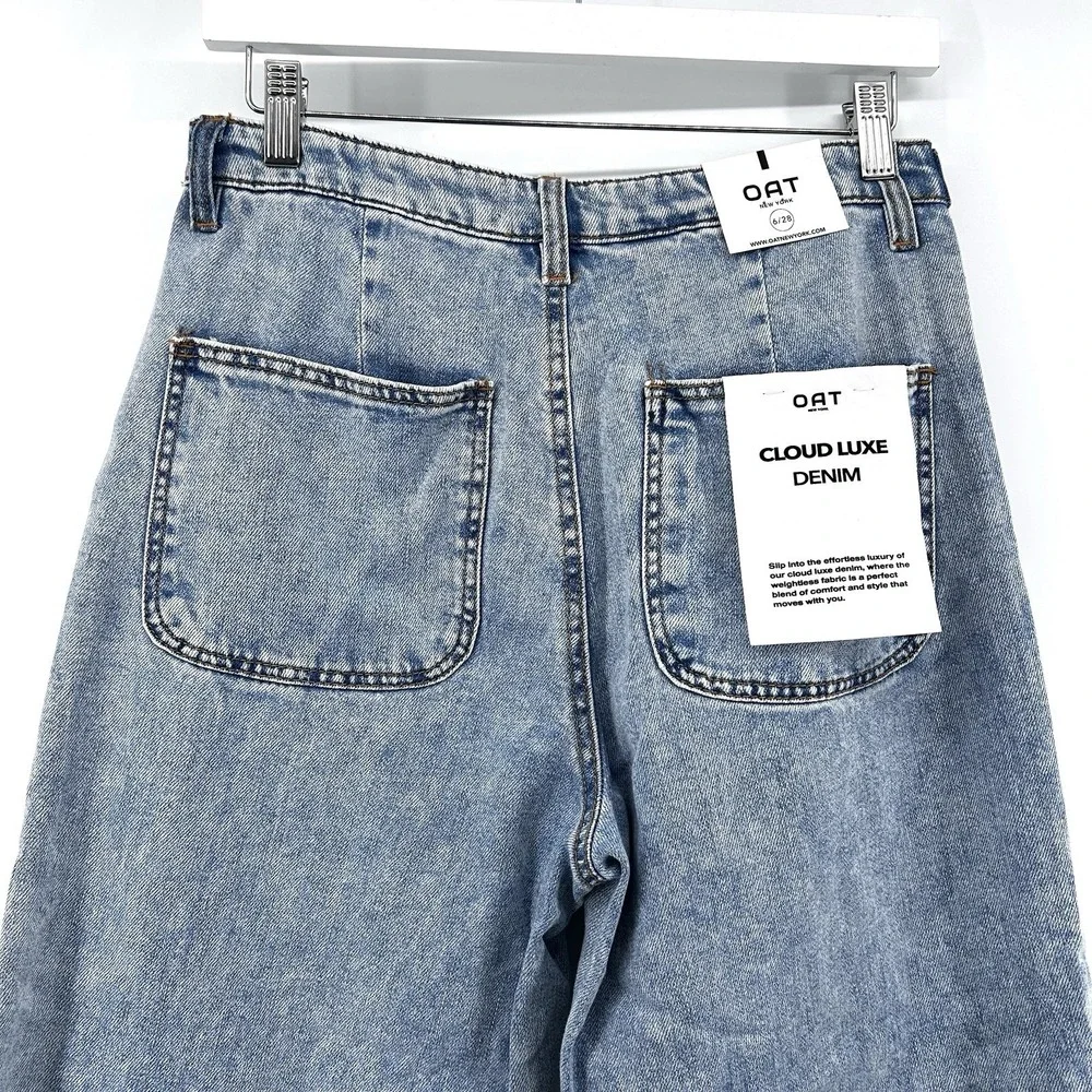 Wide Leg Jeans Light Wash High Rise Baggy Minimalist Model Off Duty Denim 6/28
